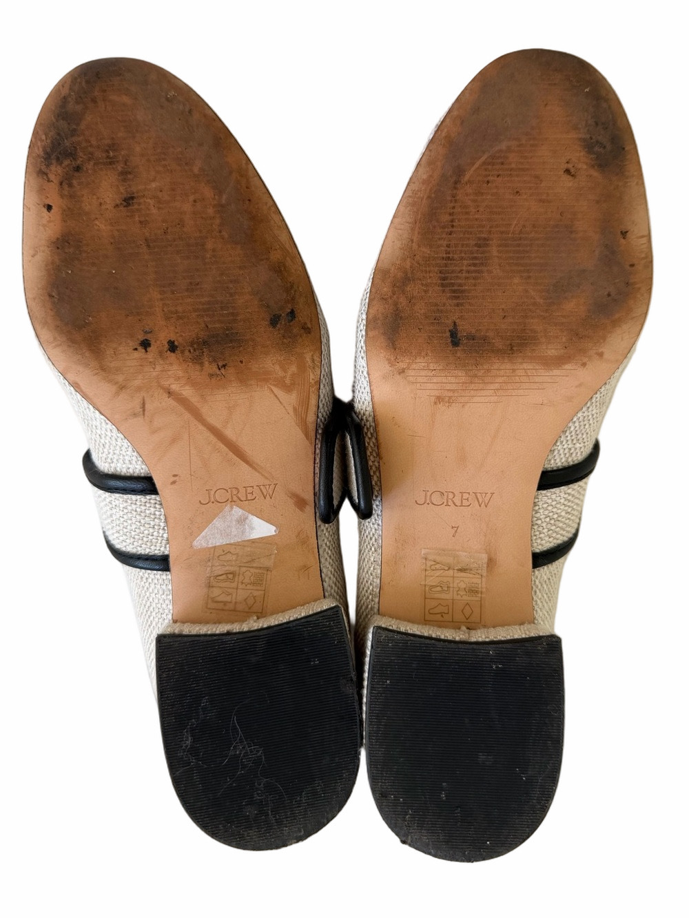 J. Crew Teagan Mary Jane’s Spanish Canvas Gold Buckle Leather Textile 2025 Sz 7 - Picture 12 of 15